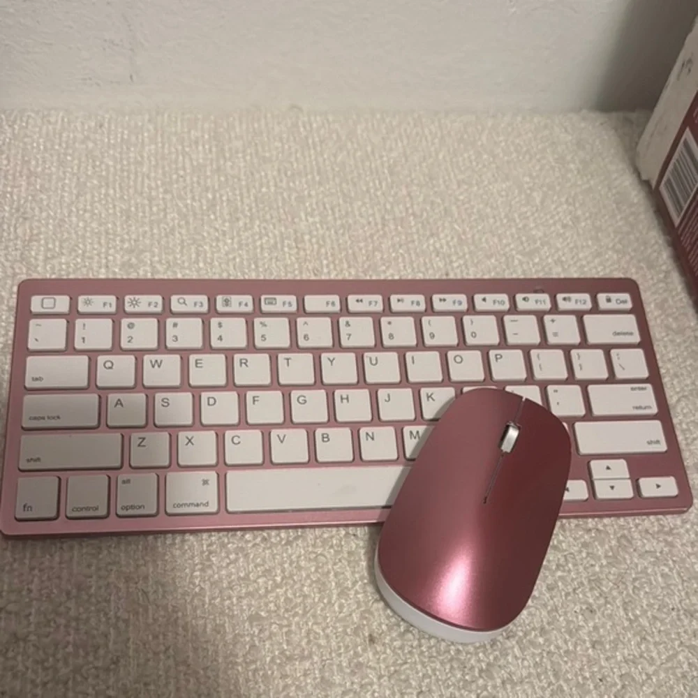Pink Wireless Keyboard and Mouse Set